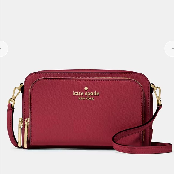Kate Spade Staci Mini Dual Zip Around Crossbody Red Jam - Picture 14 of 16